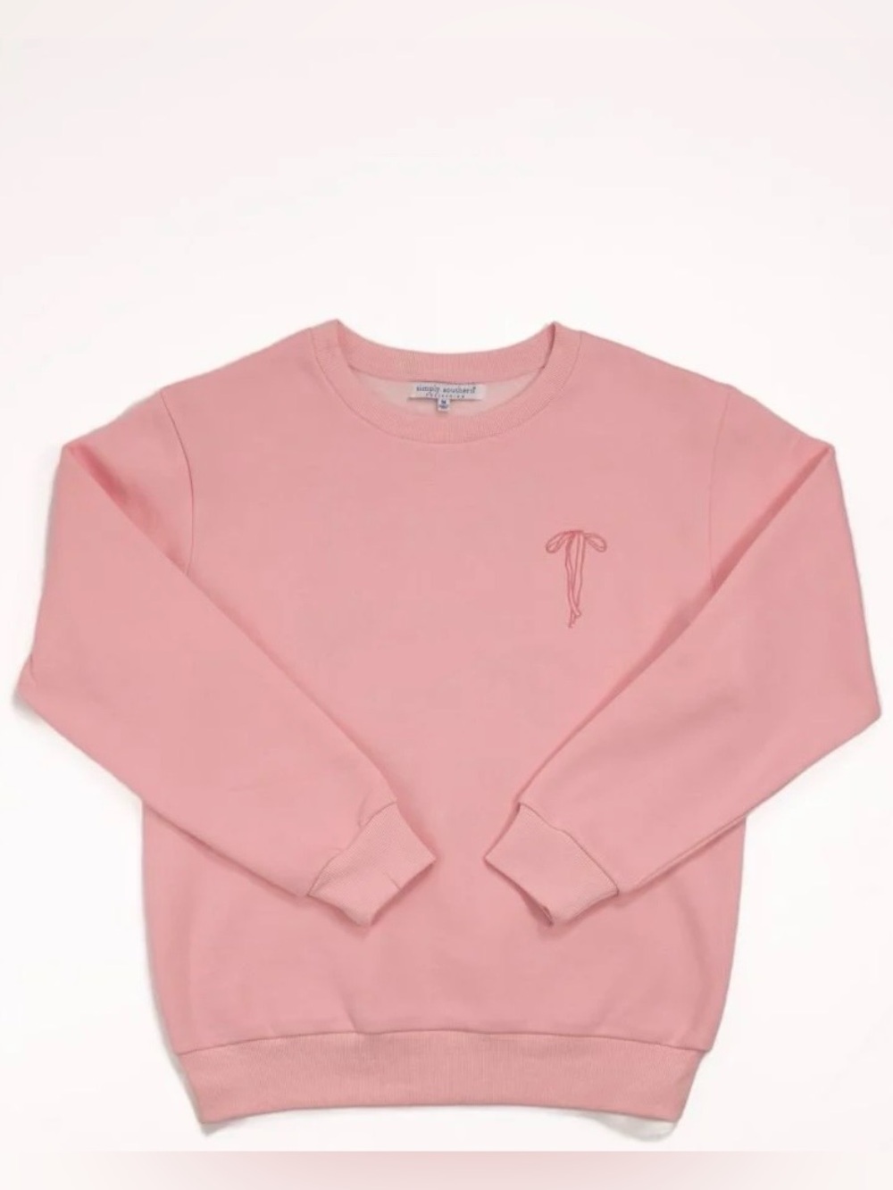Simply Southern Girls Pink Faith Over Fear Embroidered Crew Sweatshirt Sz YL